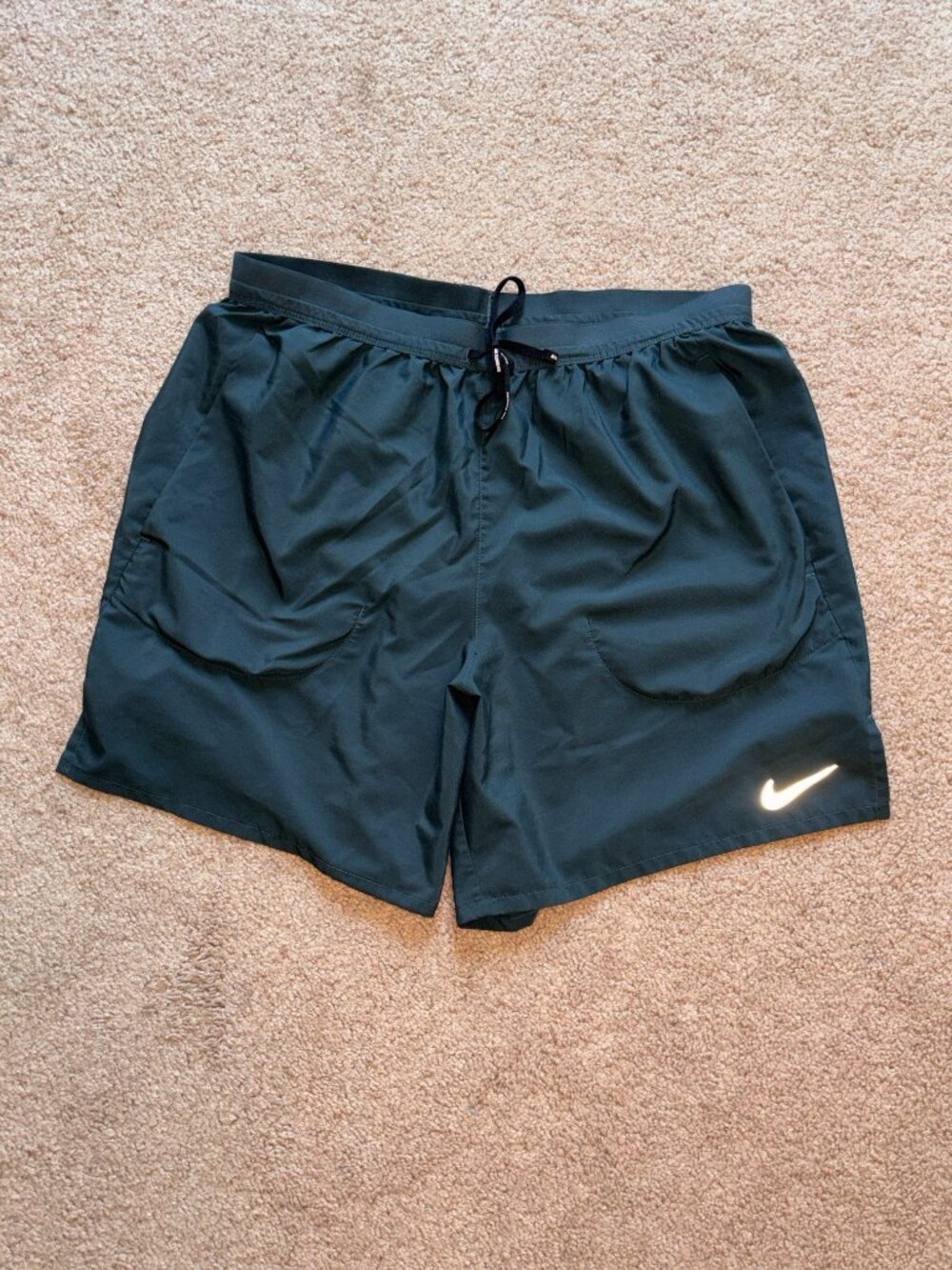 Men's Nike Dri Fit Dark Green Running Shorts w/Attached Liner Brief L
